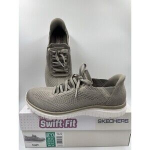 Skechers Women's Taupe Virtue Swift Fit Sneaker Hands Free Memory Foam Size 7.5